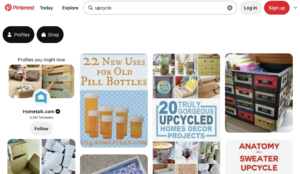 Pinterest search for "upcycle"