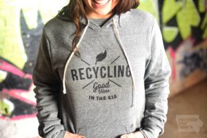 Grey Recycling Hoodie Sweatshirt